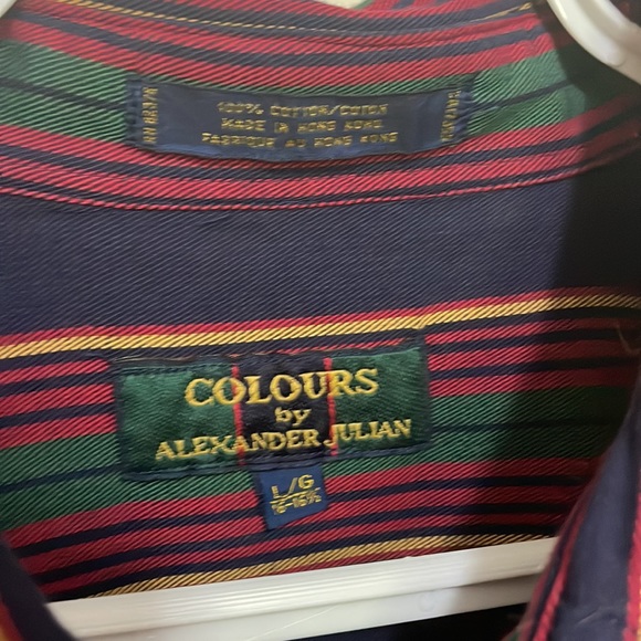 Vintage Colours by Alexander Julian Striped Button Down Shirt Large - Picture 3 of 6